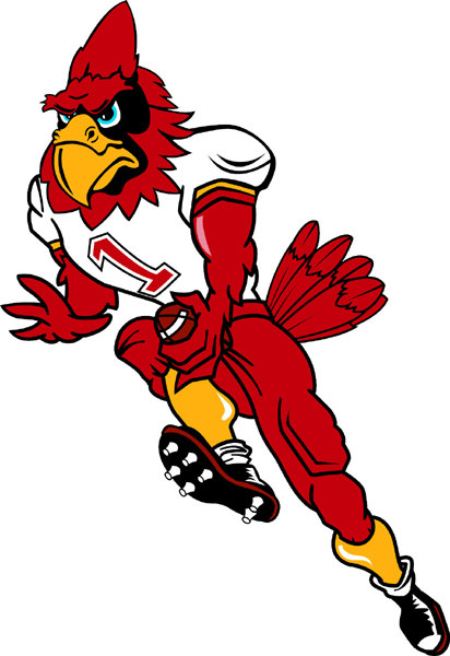 Cardinal football player team mascot color vinyl sports decal. Personalize as you order. Cardinal Football